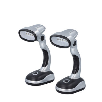 2er-Set flexibel Schreibtischlampe, Gr&ouml;&szlig;e 10x7x21 cm, Silber und Schwarz