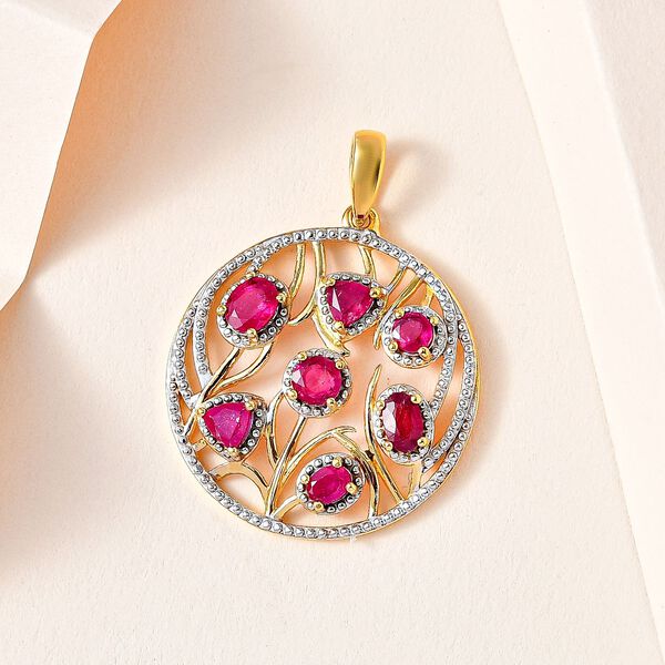 Afrikanischer Rubin (Fissure gefüllt) Anhänger 925 Silber Gelbgold Vermeil ca. 2.43 ct image number 2