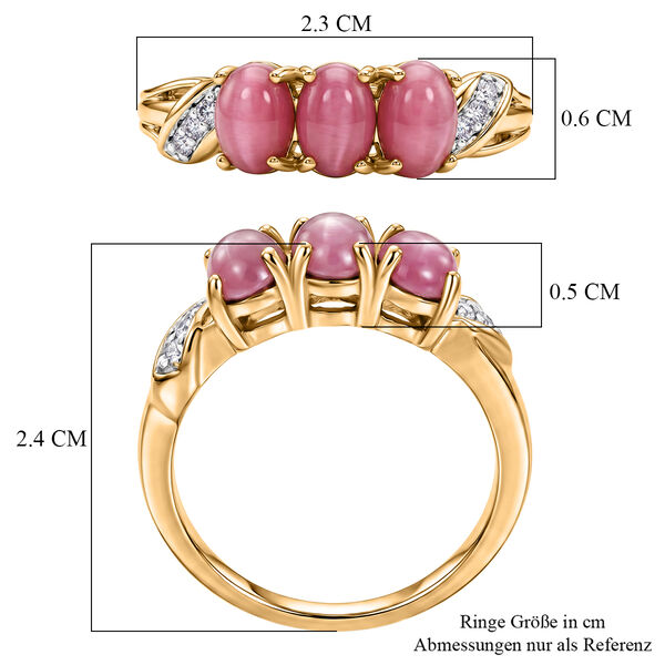 D'Joy Flamingo Mondstein, Moissanit Ring 925 Silber 750 Gelbgold vermeil (Gr&ouml;&szlig;e 18.00) ca. 2,30 ct image number 6