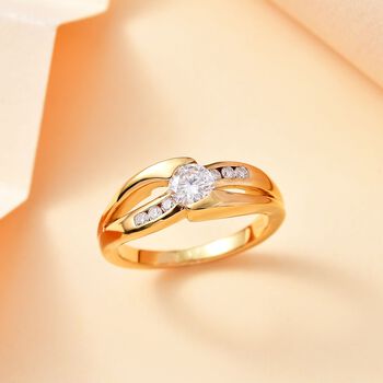 Moissanit Ring, 925 Silber 750 Gelbgold Vermeil - 0,62 ct.