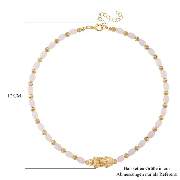 Rosenquarz Pixiu Halskette, ca. 45cm + 5cm extender, gelb vergoldet ca. 50.00 ct image number 6