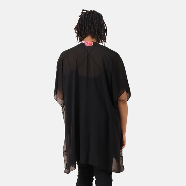 Chiffon Kimono mit bedruckter Bord&uuml;re, Einheitsgr&ouml;&szlig;e Schwarz&nbsp; image number 2