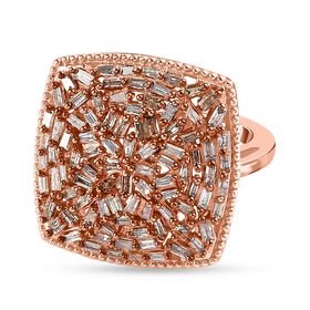 Natürlicher Champagner Diamant-Ring, 925 Silber Roségold Vermeil (Größe 18.00) ca. 1,00 ct