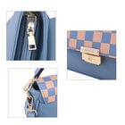 Designertasche mit Karo-Muster, Kunstleder mit abnehmbarem Riemen, Größe 27,5x8x15 cm, Blau image number 4