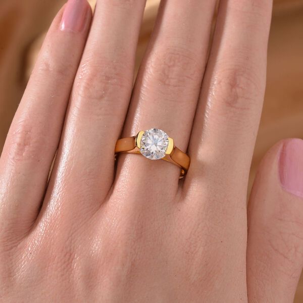 Moissanit Ring, 925 Silber vergoldet - 1,75 ct. image number 2