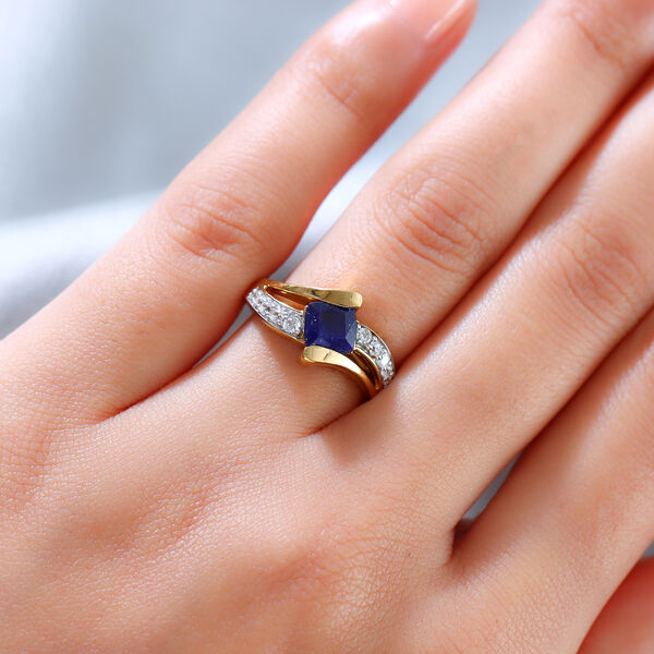 Masoala Saphir und Zirkon Ring 925 Silber vergoldet ca. 1,77 ct image number 3