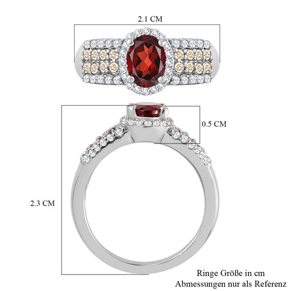 Anthill Granat und brauner und wei&szlig;er Zirkon-Ring- 1,66 ct. image number 7