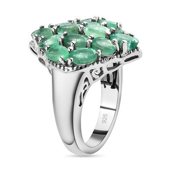 Kagem sambischer Smaragd-Ring, 925 Silber platiniert  ca. 3,29 ct