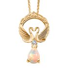 D'Joy AA Natürlicher, äthiopischer Welo Opal, Weißer Zirkon Schmuckset ca. 50 cm 925 Silber 750 Gelb Vergoldet (10-15 Werktage Lieferzeit) ca. 0.49 ct
