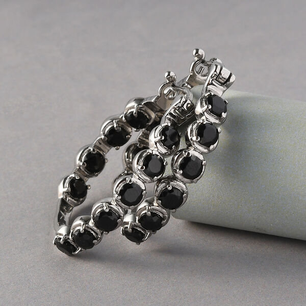 Schwarze Spinell-Creolen, Edelstahl ca. 7,10 ct image number 2