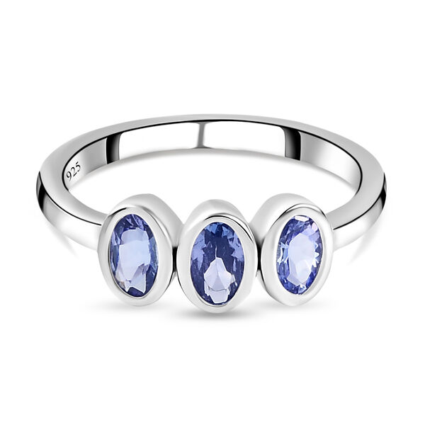 AA Tansanit-Ring, 925 Silber platiniert  ca. 0,72 ct