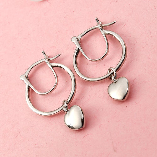 Herz Charme Ohrhänger 925 Silber platiniert  image number 1