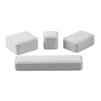 4er Set - Samtene Schmuckschatullen, Ringschachtel, Anh&auml;ngerschachtel, Armbandschachtel und Kettenschachtel, wei&szlig;