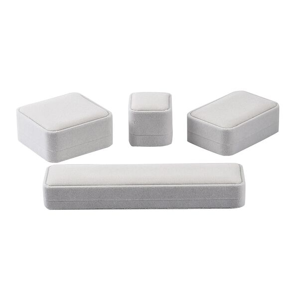 4er Set - Samtene Schmuckschatullen, Ringschachtel, Anh&auml;ngerschachtel, Armbandschachtel und Kettenschachtel, wei&szlig;