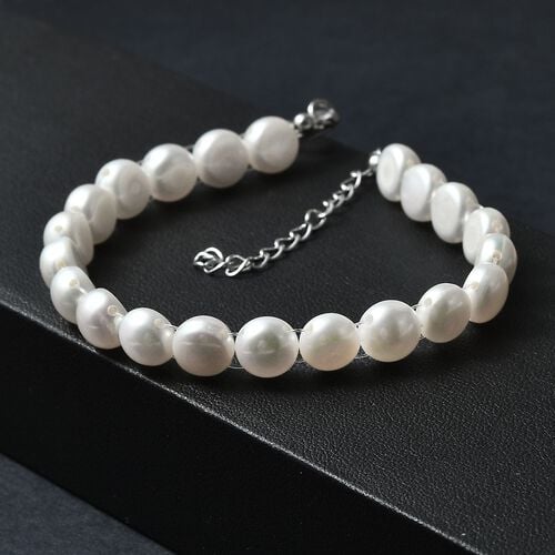Weiße Süßwasser Perle Armband ca. 19 cm 925 Silber rhodiniert image number 1