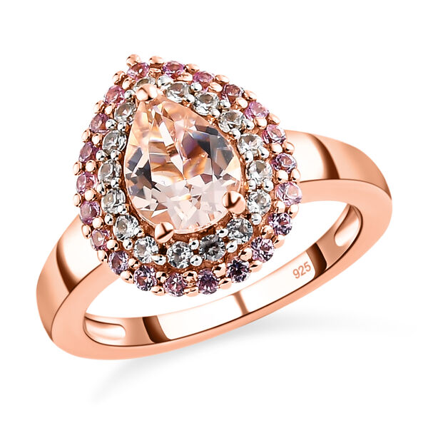 Marropino Morganit und rosa Saphir-Ring, 925 Silber Ros&eacute;gold Vermeil,  ca. 1,48 ct image number 4