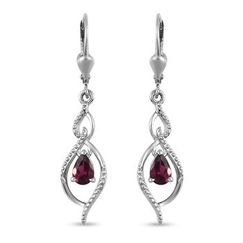 Rhodolit Granat Tropfen Ohrringe 925 Silber platiniert ca. 1,00 ct