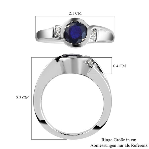Masoala Saphir und Zirkon-Ring, 925 Silber platiniert, 1,29 ct. image number 7