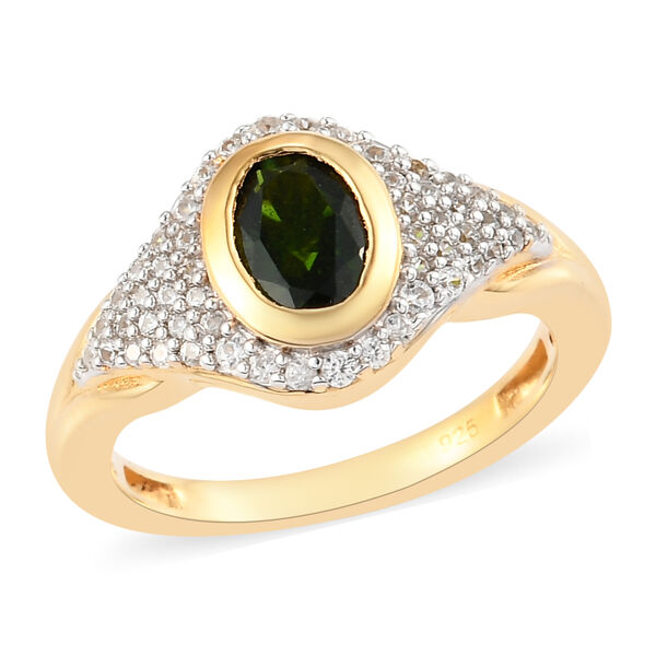 Nat&uuml;rlicher Chromdiopsid und Zirkon Ring 925 Silber vergoldet  ca. 1,32 ct image number 4