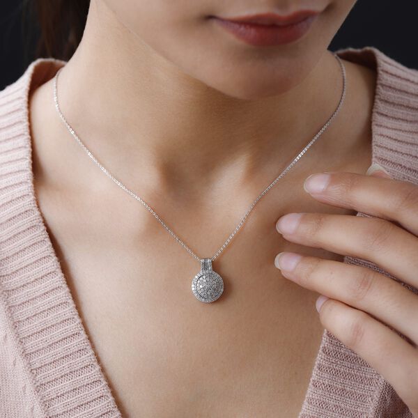 Wei&szlig;er Diamant Anh&auml;nger mit Kette, 925 Silber platiniert, ca. 0.75 ct image number 2