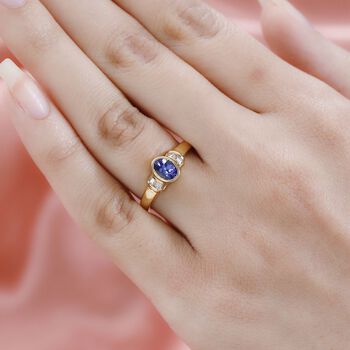 AAA Tansanit und Zirkon Ring - 0,88 ct.