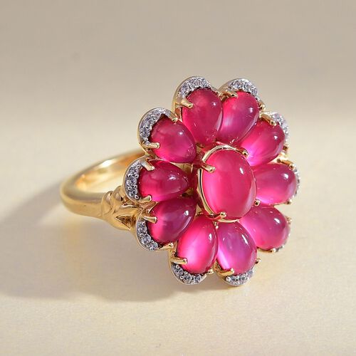 Maulbeere Mondstein Ring 925 Silber 750 Gelb Vergoldet (Größe 16.00) ca. 5,62 ct image number 1