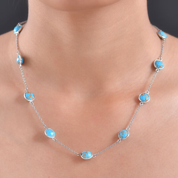 Blaue Türkis 50cm Halskette - 22,55 ct. image number 2