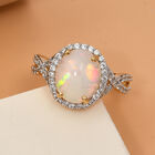 Natürlicher, äthiopischer Opal und Zirkon-Ring, 925 Silber Gelbgold Vermeil  ca. 2,96 ct image number 1