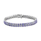 Tansanit, weißes Zirkon Armband, ca. 19 cm, 925 Silber platiniert ca. 11,18 ct