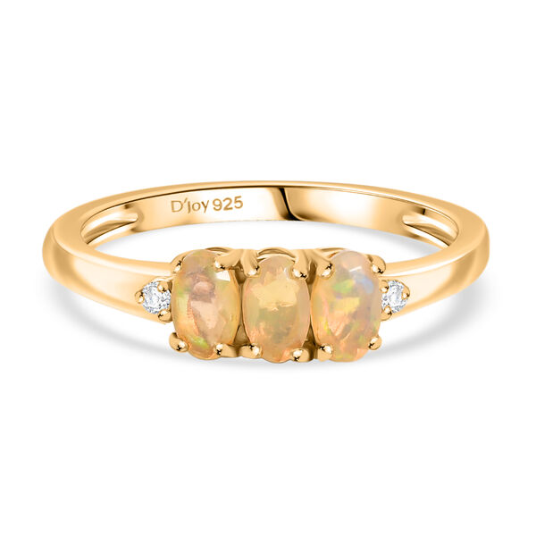 D'Joy AA natürlicher, äthiopischer Welo Opal und Zirkon Ring, 925 Silber vergoldet - 0,54 ct. image number 0