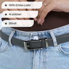 Automatik-Schnallen Lederg&uuml;rtel, Grau
