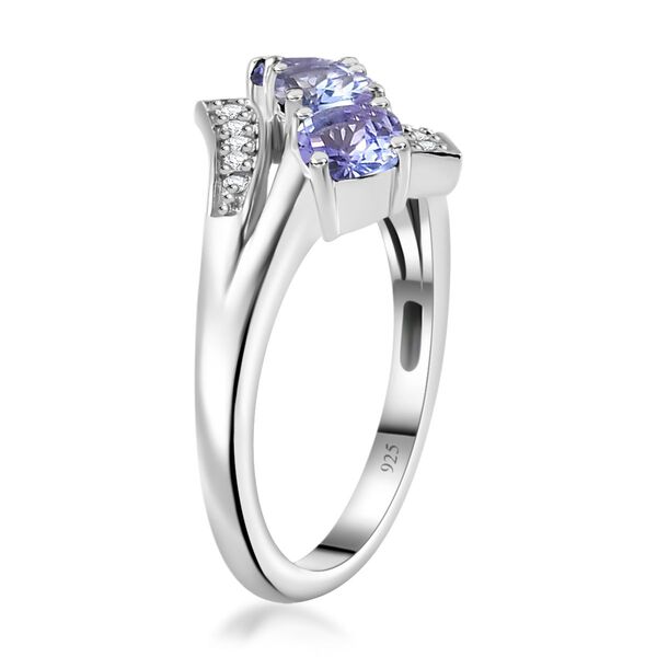 Tansanit, Wei&szlig;er Zirkon Ring 925 Silber rhodiniert (Gr&ouml;&szlig;e 17.00) ca. 1,21 ct image number 5