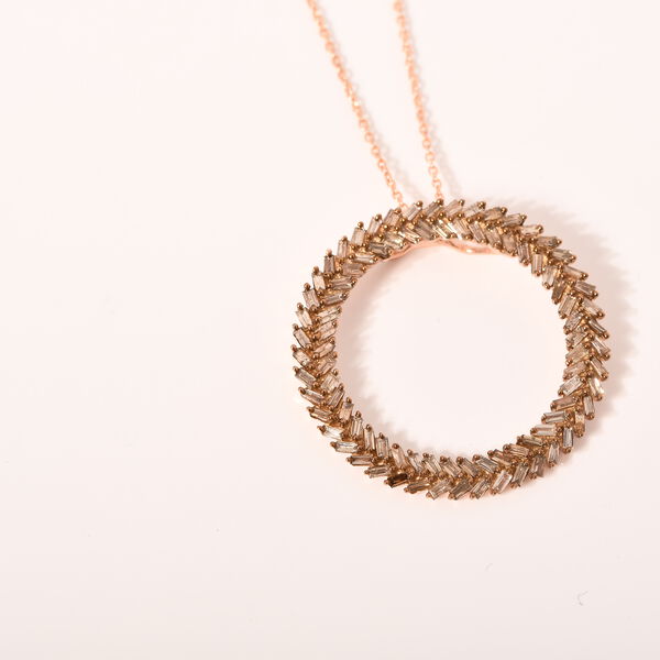 Nat&uuml;rlicher Champagner Diamant Anh&auml;nger mit Kette, 925 Silber Ros&eacute;gold Vermeil ca. 1.00 ct image number 3