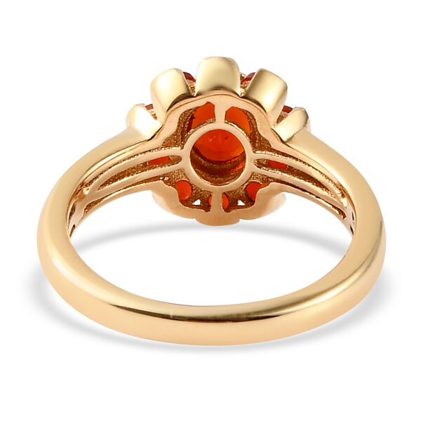 Mexikanischer Kirschfeuer-Opal Ring 925 Silber vergoldet  ca. 0,67 ct image number 6