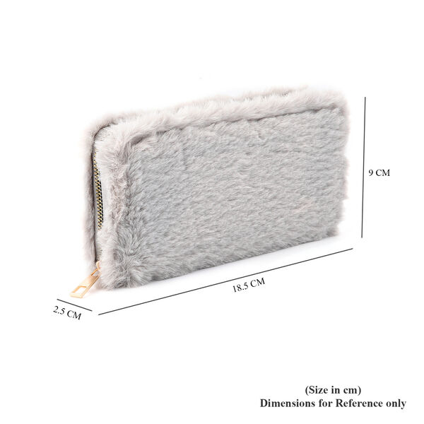 Kunstfell Brieftasche, Dunkelblau image number 4