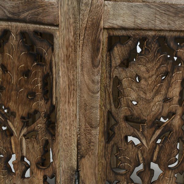 NAKKASHI handgeschnitzter klappbarer Tisch aus Mangoholz mit handgepr&auml;gter Aluminiumplatte, 53x53x53 cm, natur image number 6