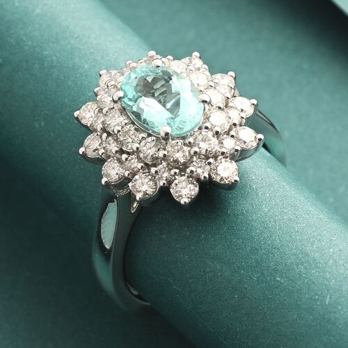 CHAIRMAN VAULT COLLECTION - AAAA Paraiba Turmalin, Weißer Diamant Ring, zertifiziert und geprüft, 950 Platin (Größe 17.00) ca. 2.50 ct image number 1