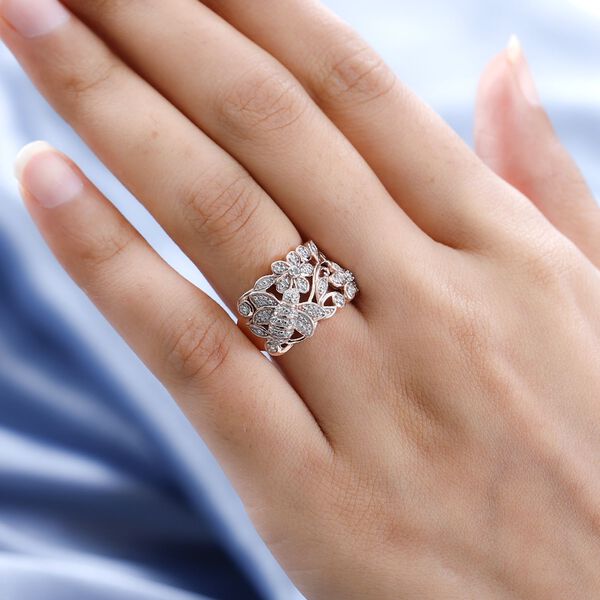 ALLORO von der Natur inspirierter, rosévergoldeter Silberring image number 3