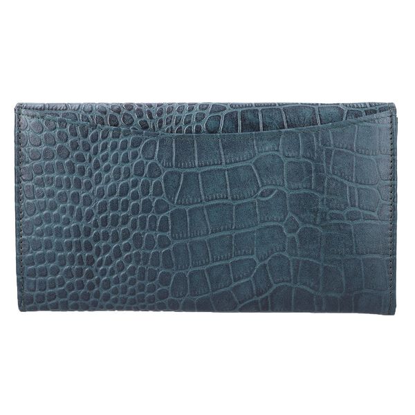 Echtleder Portemonnaie mit Krokopr&auml;gung und RFID-Schutz, 19,5x11,45 cm, petrol image number 3