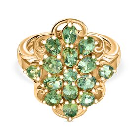 D'Joy Grüner Apatit Ring 925 Silber 750 Gelb Vergoldet (Größe 17.00) ca. 2,65 ct D'Joy Grüner Apatit Ring 925 Silber 750 Gelb Vergoldet (Größe 17.00) ca. 2,65 ct