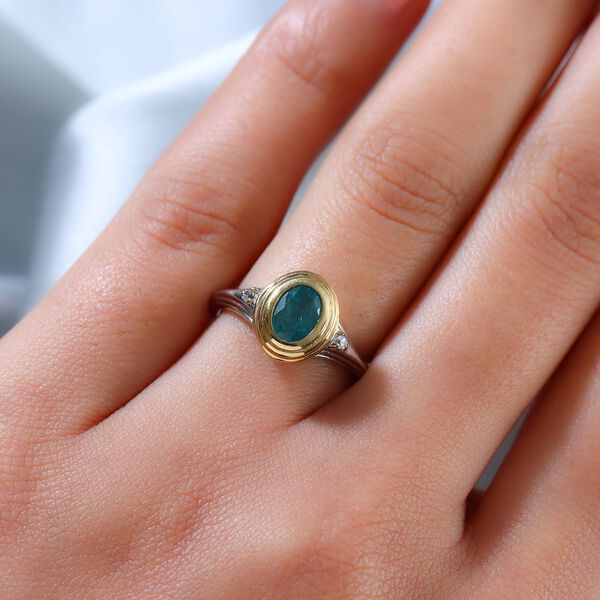 Grandidierit und Zirkon-Ring, 925 Silber Bicolor  ca. 0,83 ct image number 3