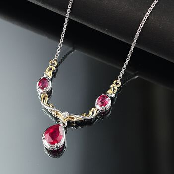 AA Afrikanische Rubin und Zirkon Halskette, 45 cm - 3,34 ct.