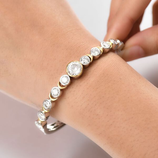 Zweifarbiges Moissanit Armreif, 19 cm - 6,78 ct. image number 3