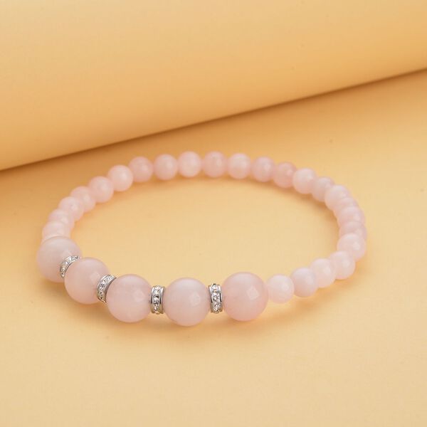 Rosenquarz Armband, ca. 19 cm, Edelstahl ca. 72.20 ct image number 2