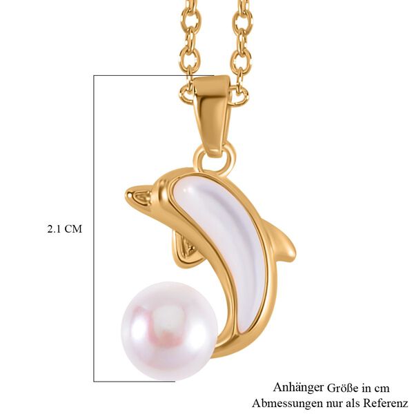 Süßwasser Perle, Weißes Perlmutt Schmuckset Reines Messing image number 7