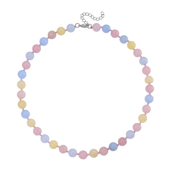 Mehrfarbige Beryll Quarzit Halskette, flexibel, Reiner Edelstahl ca. 270.00 ct image number 3