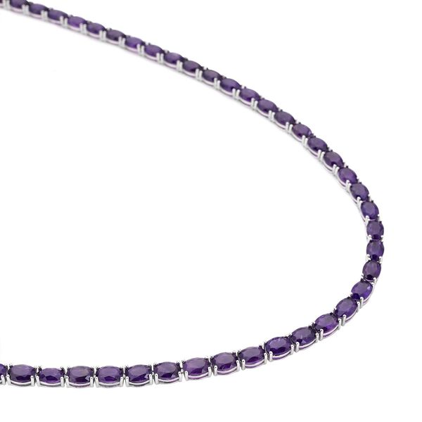 Afrikanische Amethyst Halskette, ca. 45 cm, 925 Silber rhodiniert ca. 42.72 ct image number 3