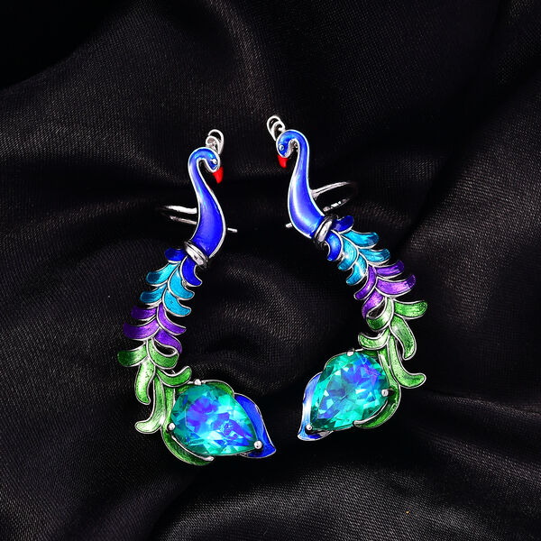 EverTrue Pfau Triplett Quarz emaillierte Ohrringe - 10,57 ct. image number 1