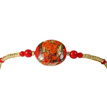 IL MURANO DI FRANCESCA - Rotes MILLEROSE WRAP Armband ca. 19 cm Nickelfreies Messing 750 Gelb Vergoldet