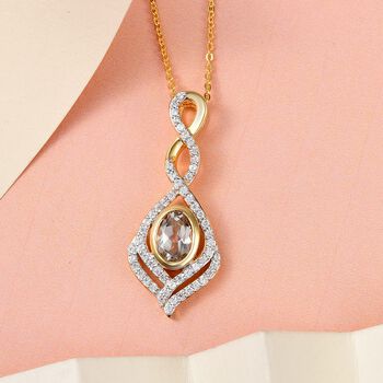 AAA Turkizit und wei&szlig;er Zirkon-Anh&auml;nger mit Kette, 50 cm - 1,42 ct.